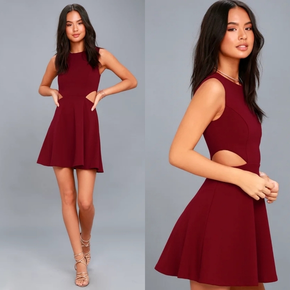 Lulus Dresses & Skirts - NWT Lulu's wine red cutout skater dress